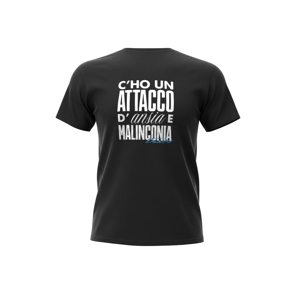 T-SHIRT C'HO UN ATTACCO D'ANSIA E MALINCONIA - nera, unisex