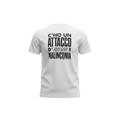 T-SHIRT C'HO UN ATTACCO D'ANSIA E MALINCONIA - bianca, unisex